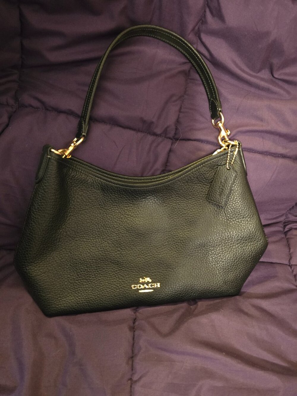 coach laurel shoulder bag in black & gold
